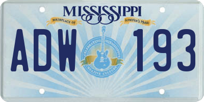 MS license plate ADW193