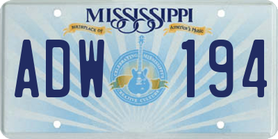 MS license plate ADW194