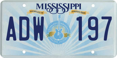MS license plate ADW197