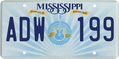 MS license plate ADW199