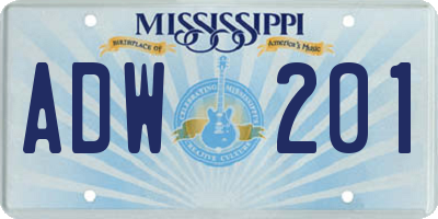 MS license plate ADW201