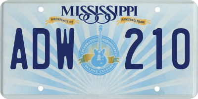 MS license plate ADW210