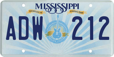MS license plate ADW212