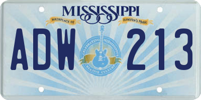 MS license plate ADW213