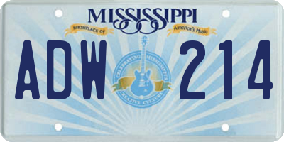 MS license plate ADW214