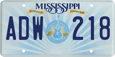 MS license plate ADW218