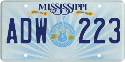 MS license plate ADW223