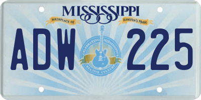 MS license plate ADW225