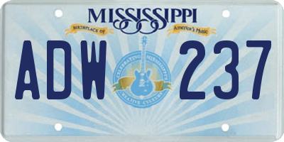 MS license plate ADW237