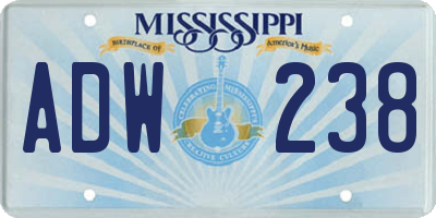 MS license plate ADW238