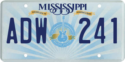 MS license plate ADW241