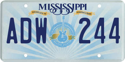 MS license plate ADW244