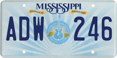 MS license plate ADW246