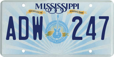 MS license plate ADW247