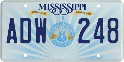 MS license plate ADW248