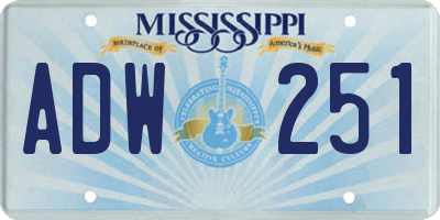 MS license plate ADW251