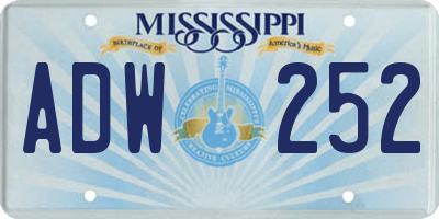 MS license plate ADW252