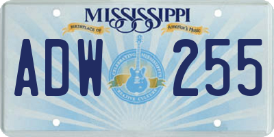 MS license plate ADW255