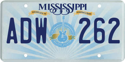 MS license plate ADW262