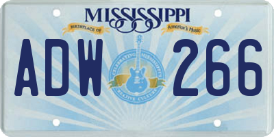 MS license plate ADW266