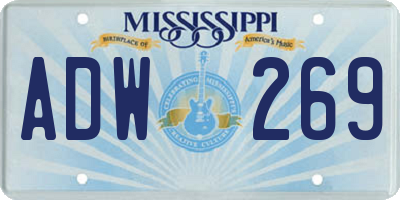 MS license plate ADW269