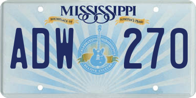 MS license plate ADW270