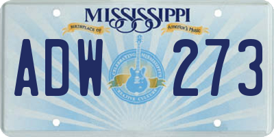 MS license plate ADW273