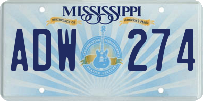 MS license plate ADW274