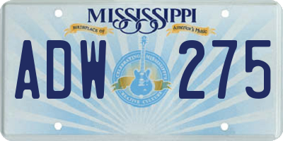 MS license plate ADW275