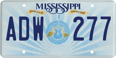 MS license plate ADW277