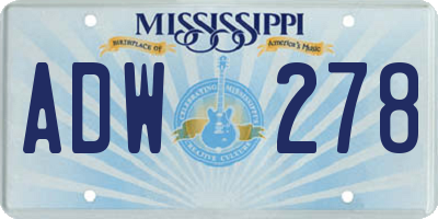 MS license plate ADW278