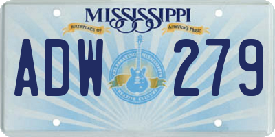 MS license plate ADW279