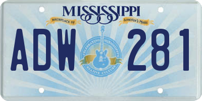 MS license plate ADW281