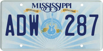 MS license plate ADW287