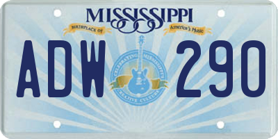 MS license plate ADW290