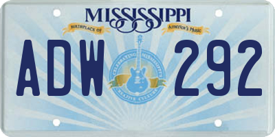 MS license plate ADW292