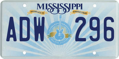 MS license plate ADW296