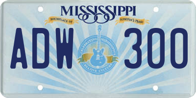 MS license plate ADW300
