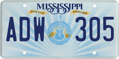 MS license plate ADW305