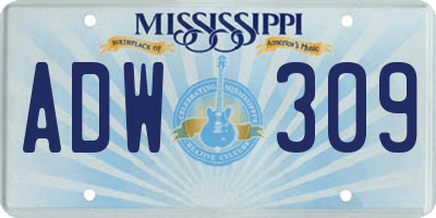 MS license plate ADW309