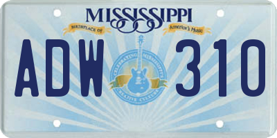 MS license plate ADW310