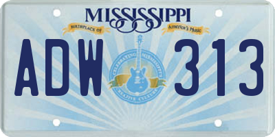 MS license plate ADW313