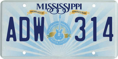 MS license plate ADW314