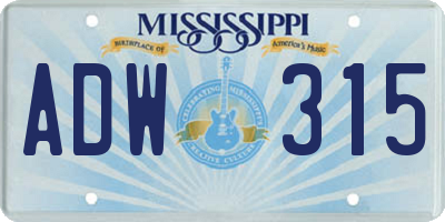MS license plate ADW315