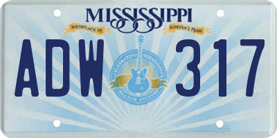 MS license plate ADW317