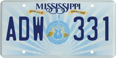 MS license plate ADW331