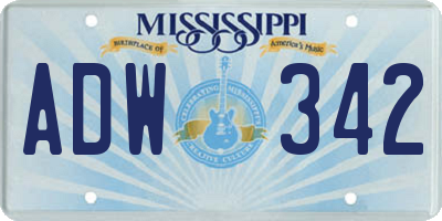 MS license plate ADW342