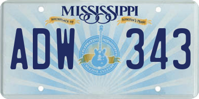 MS license plate ADW343