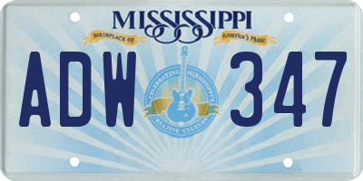 MS license plate ADW347