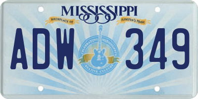 MS license plate ADW349
